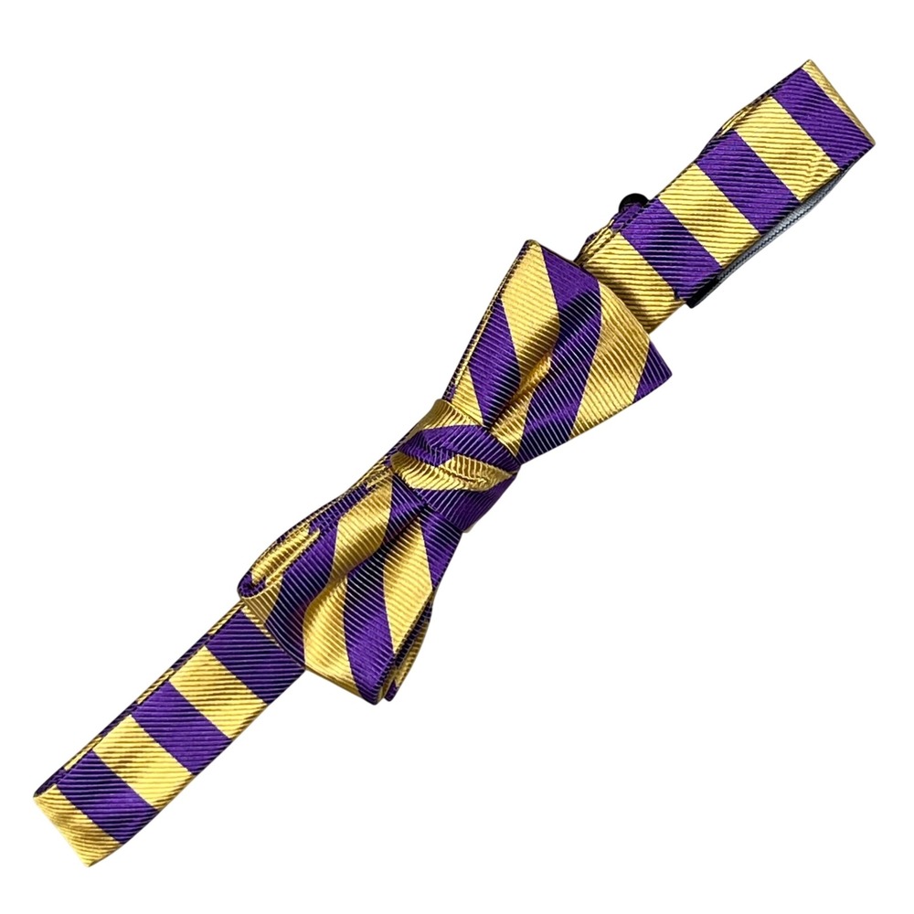 Collared Greens LSU Tigers Bow Tie Mens OS Purple Gold Striped Silk Pre-Tied USA